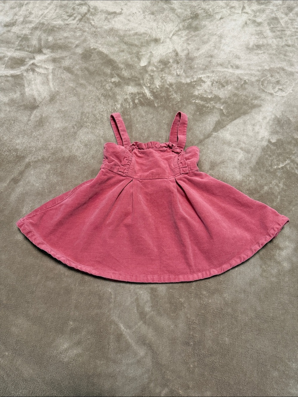Janie&Jack Pink Corduroy Pinafore Dress Ruffle Trim BabyGirl Cottagecore Sz6/12m